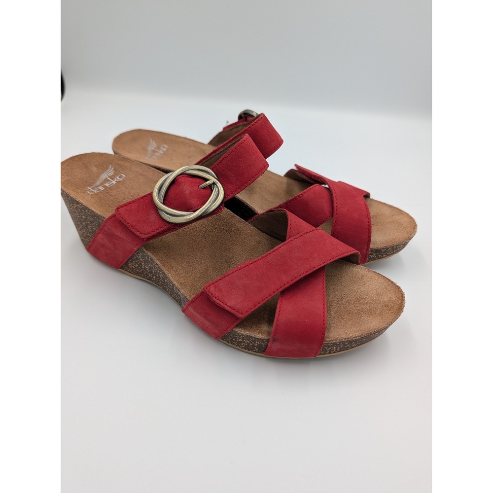 Dansko Red Crisscross Wedge Sandals EU 41 US 10.5 GrandpaCore Cottagecore Preppy